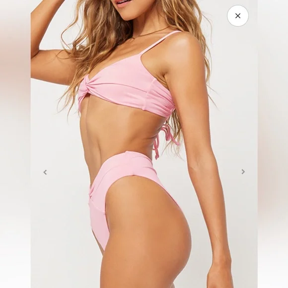 NWT L*Space Nancy Lee Bitsy Bikini Bottom Crystal Pink Twist Front, Size X-Large - Picture 3 of 10